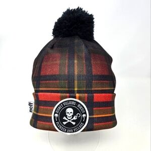 NEFF X DISNEY COLLECTION BLUE PLAID POM POM BEANIE HAT DISNEY VILLIANS UNISEX OS